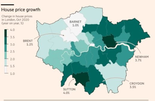 House Prices London depopulation 2020 COVID-19 -Growth FT