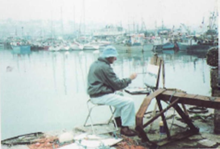 bernard-evans-newlyn-artist-painting-newlyn-habour