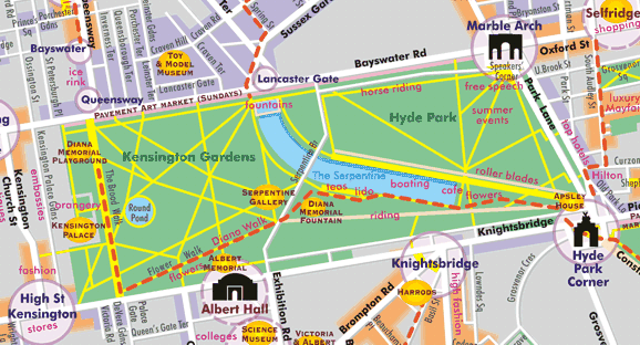 london-Hyde-Park-High-Stree-Kensington-Walking-Tourist-Map