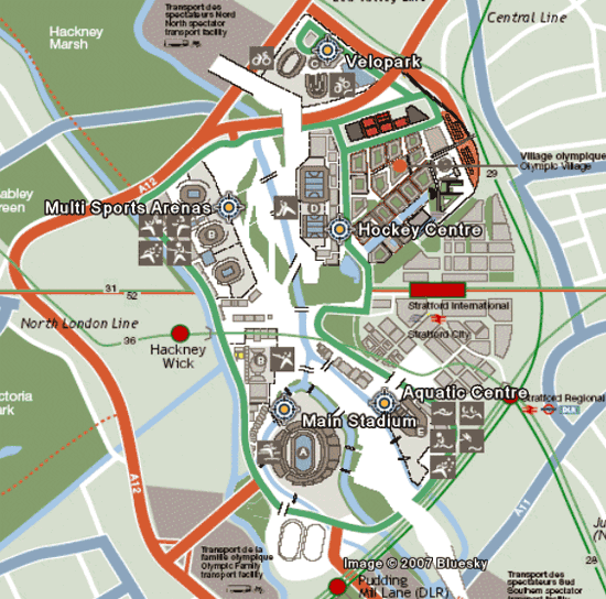London Olympics Map Stratford City 2012 - detail